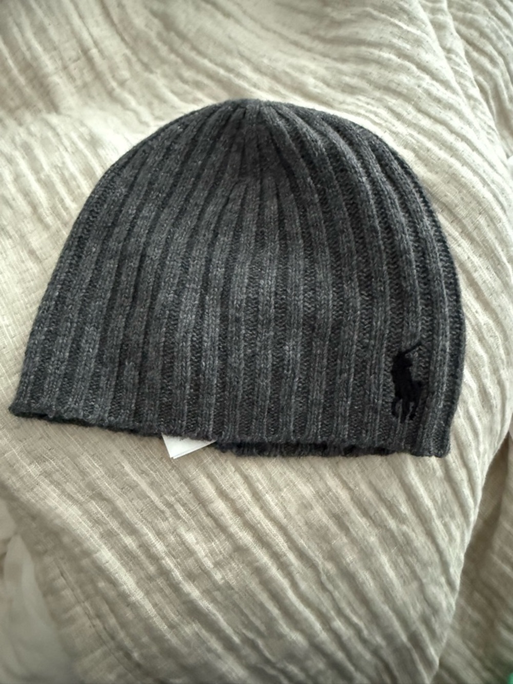 Polo by Ralph Lauren Charcoal Ribbed Knit Beanie